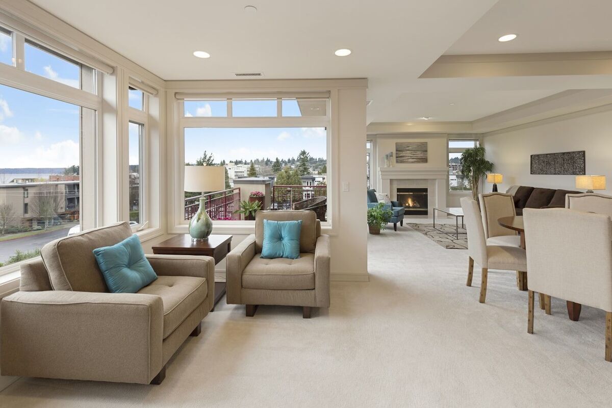 Clear floor space and good circulation make rooms read larger in photographs and in person.